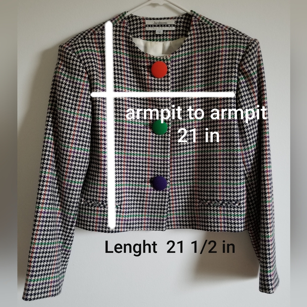 Rare Vintage Fun Jacobson's Multicolor Houndstooth Blazer with Bold Buttons - Picture 8 of 8
